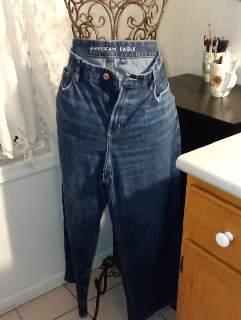 American Apparel Dark Blue Wide Leg Jeans
